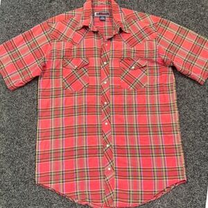 Williams Bay Mens Red Plaid Short Sleeve Western Pearl Snap Shirt Size XLT